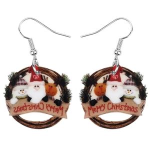 3 for $15 Christmas Wreath Acrylic Dangle Earrings